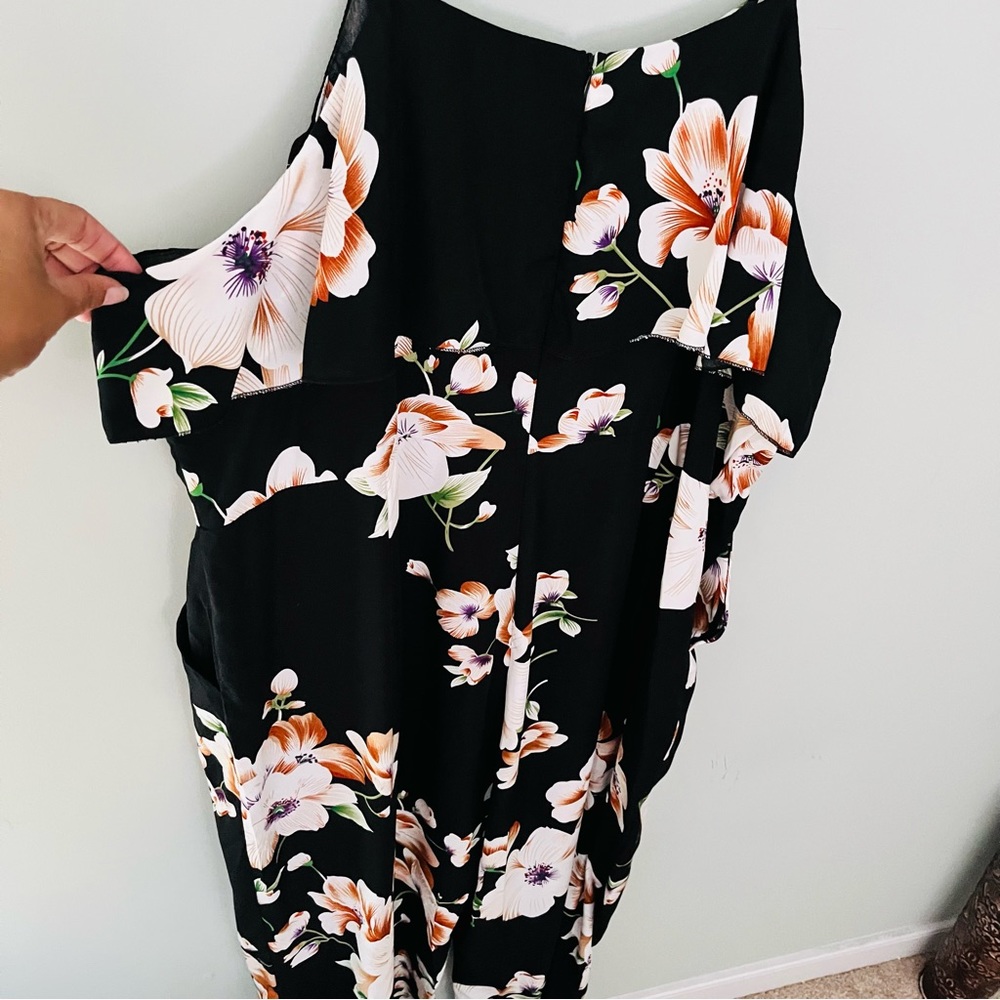 Shein Floral Ruffle Trim Cami Jumpsuit Size 3X (Fits 18) - Picture 5 of 5